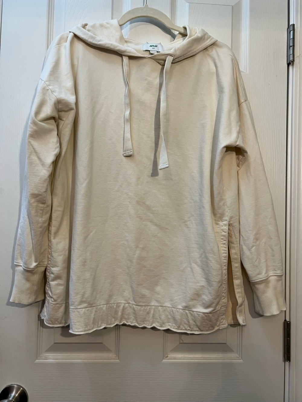 🦋 aerie Cream Hooded Pullover lightweight hoodie  size small